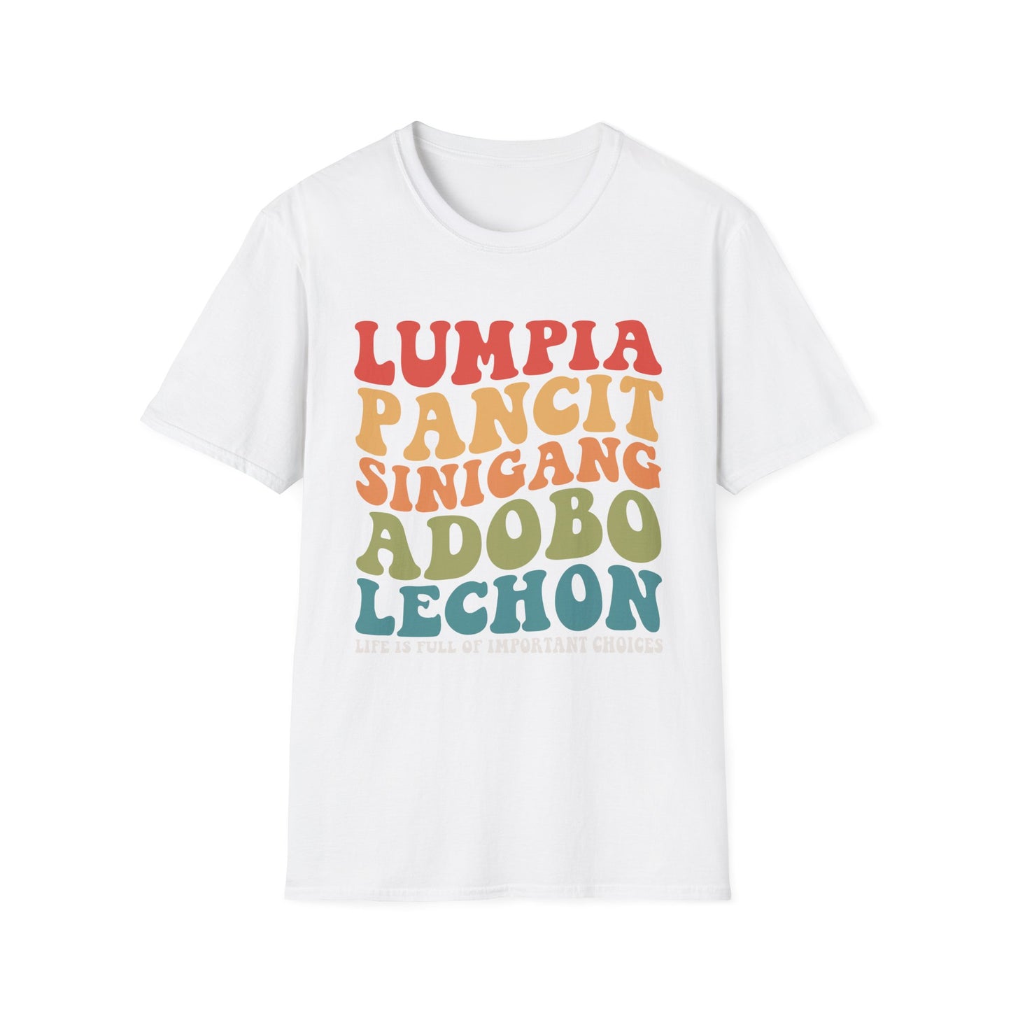 Filipino Food List T-Shirt | Filipino Pride, Lumpia Adobo Halo-Halo, Filipino Cuisine Tee