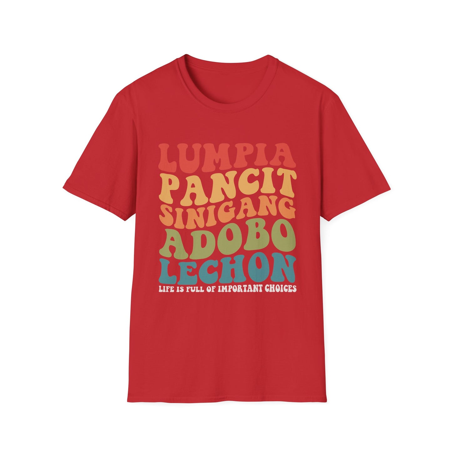 Filipino Food List T-Shirt | Filipino Pride, Lumpia Adobo Halo-Halo, Filipino Cuisine Tee
