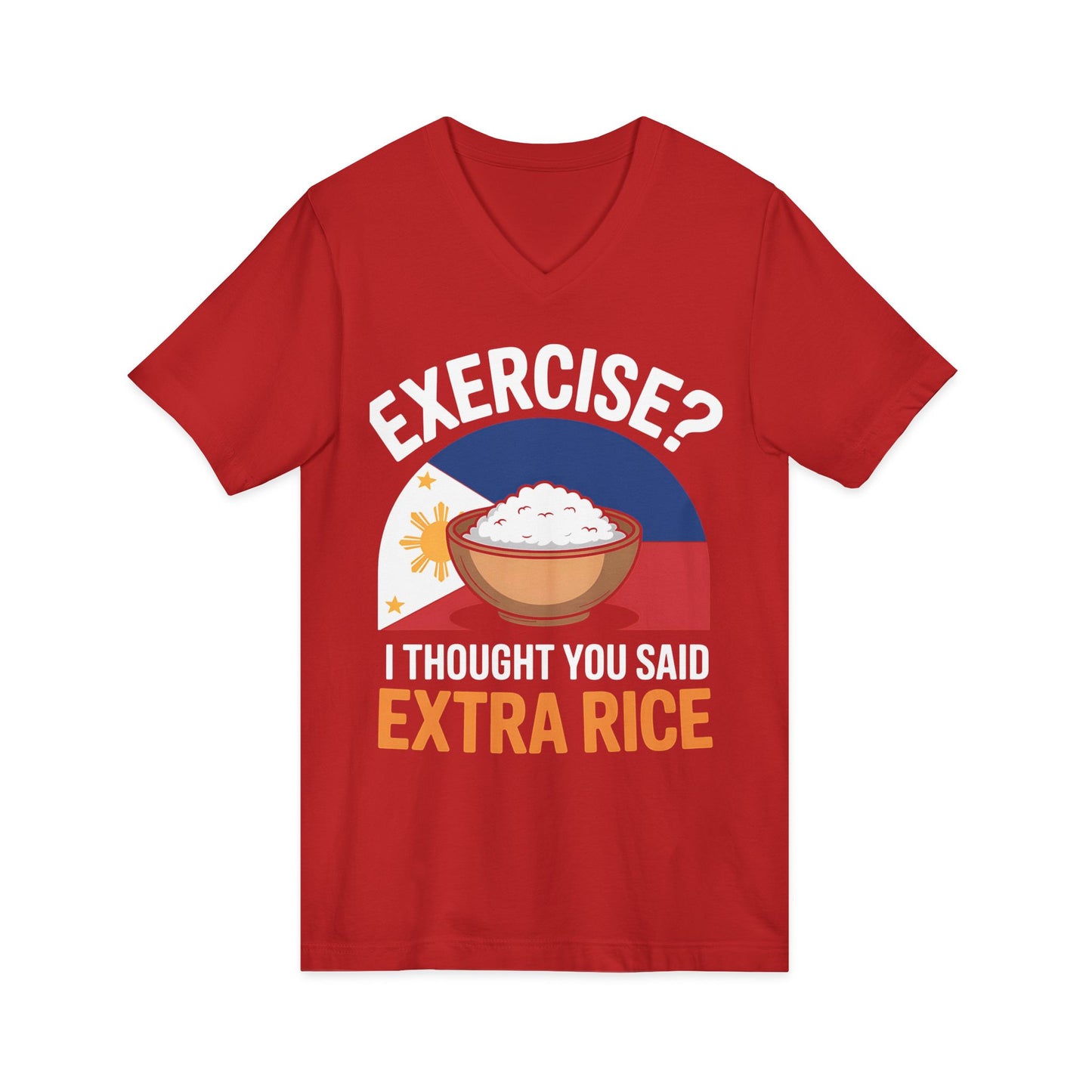 Rice Lover Tee, Filipino Spirit Shirt, Funny V-Neck Tee, Unisex Rice T-Shirt, Humorous Foodie Top