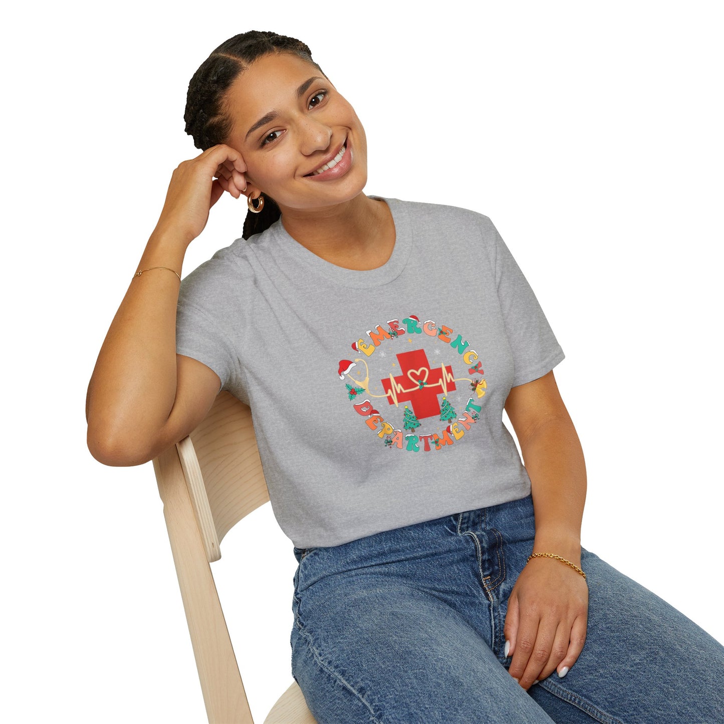 Emergency Department Festive Holiday T-Shirt - Christmas Nurse Doctor Medic Tee, Holiday Medical Staff Shirt, Hospital EMT Paramedic Uniform