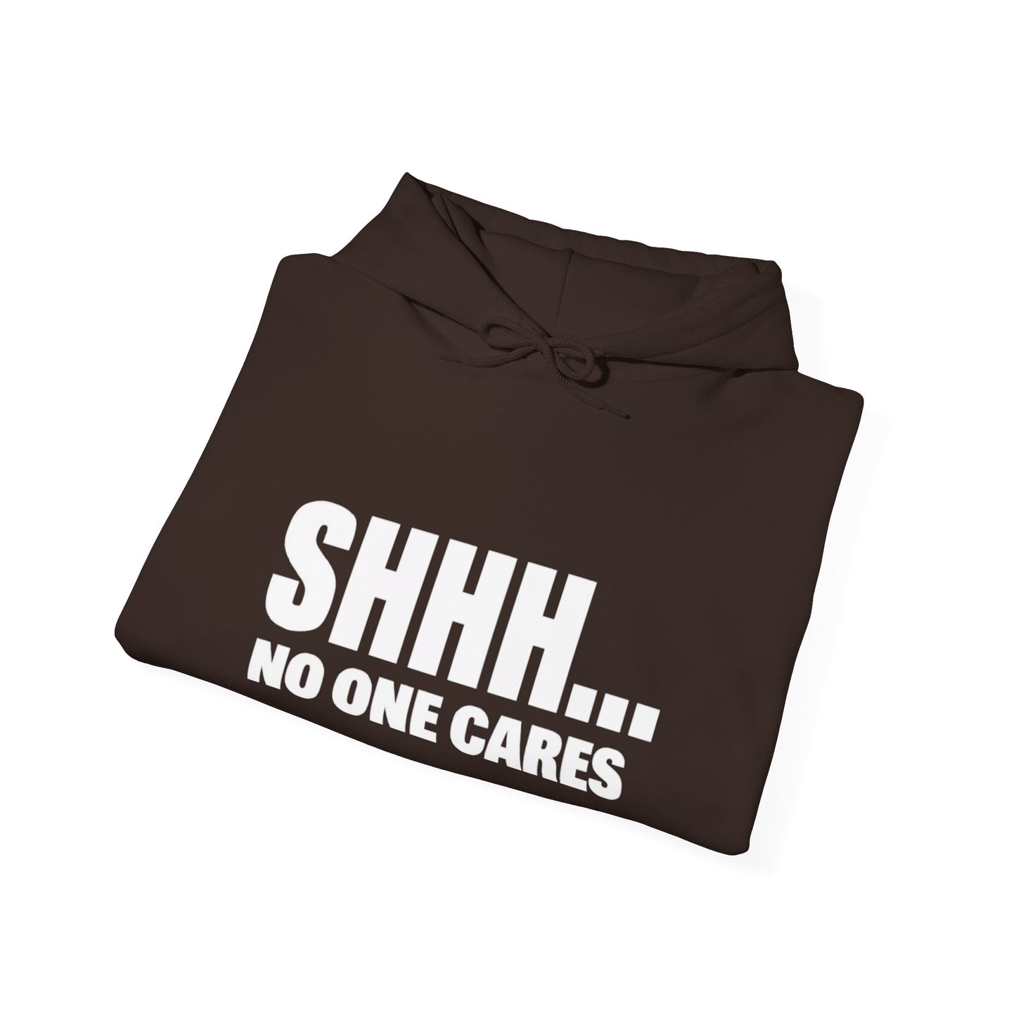 Funny "Shhh No One Cares" Hoodie, Sarcastic Gift for Teens and Adults, Unisex Sweatshirt, Long Sleeve Pullover