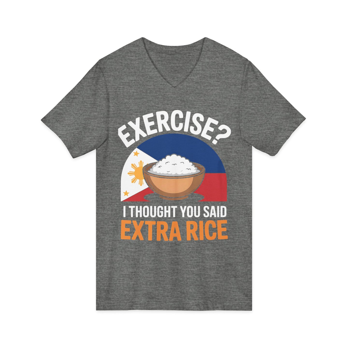 Rice Lover Tee, Filipino Spirit Shirt, Funny V-Neck Tee, Unisex Rice T-Shirt, Humorous Foodie Top