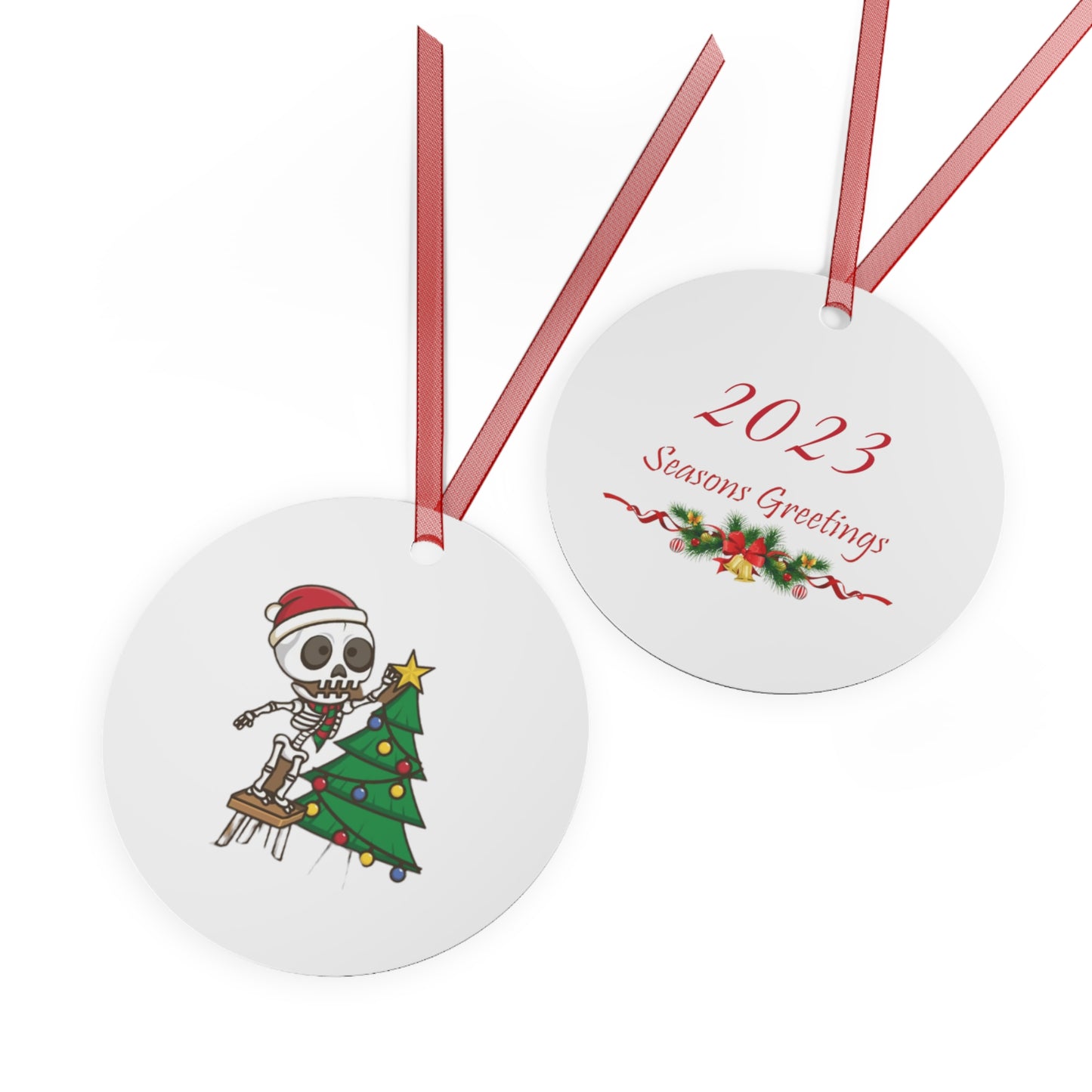 Skeleton Christmas Metal Ornaments