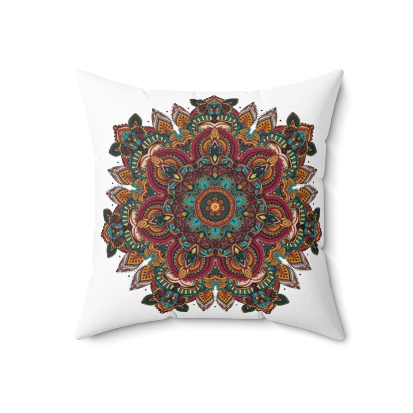 Multi Color Mandala Spun Polyester Square Pillow