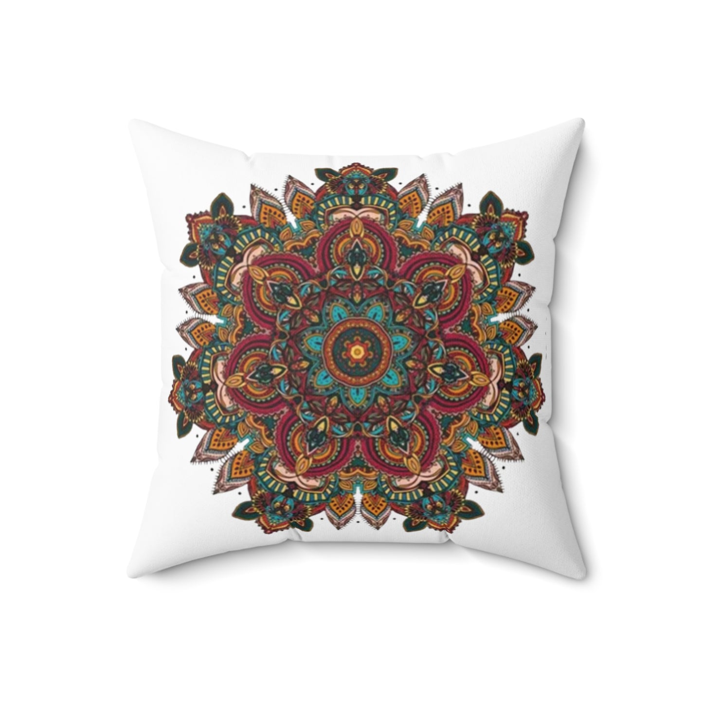 Multi Color Mandala Spun Polyester Square Pillow