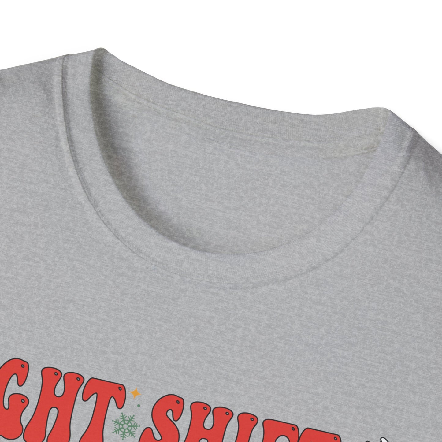 Funny Night Shift Nurse T-Shirt, Holiday Nurse Gift Shirt, Nursing Field Apparel, Unisex Tee, Softstyle Top