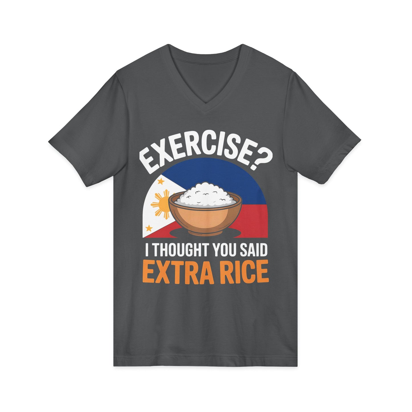 Rice Lover Tee, Filipino Spirit Shirt, Funny V-Neck Tee, Unisex Rice T-Shirt, Humorous Foodie Top
