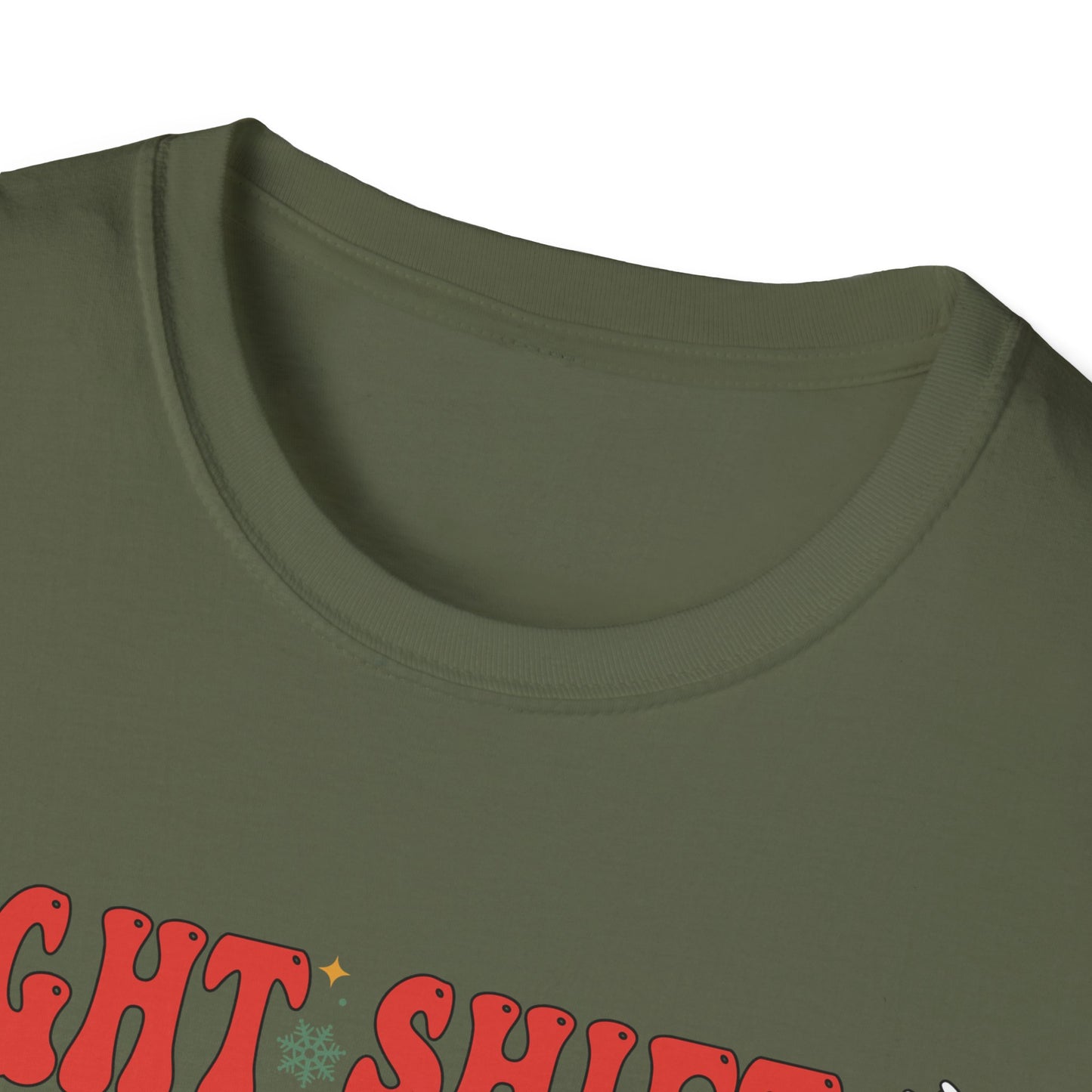 Funny Night Shift Nurse T-Shirt, Holiday Nurse Gift Shirt, Nursing Field Apparel, Unisex Tee, Softstyle Top
