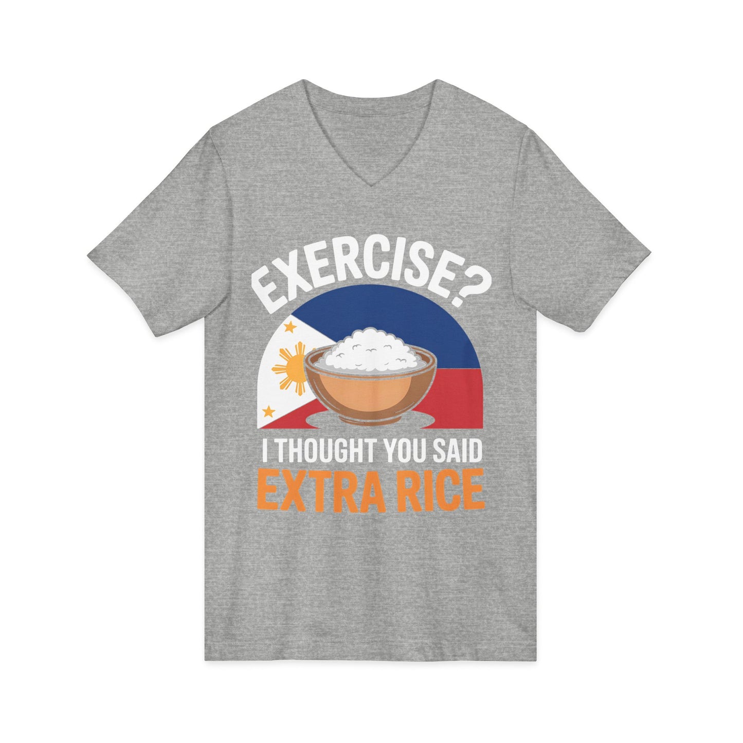 Rice Lover Tee, Filipino Spirit Shirt, Funny V-Neck Tee, Unisex Rice T-Shirt, Humorous Foodie Top
