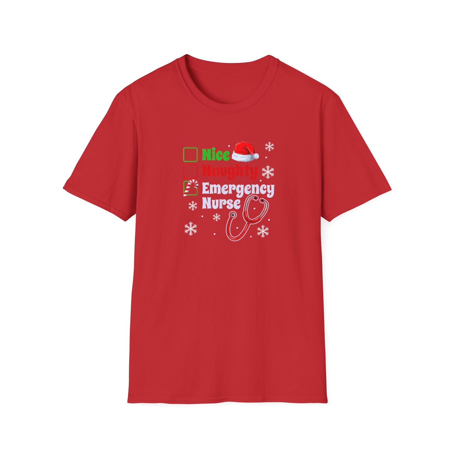 Emergency department naughty or nice  T-Shirt nurse, doctors respiratory tech , holiday medical staff shirt, hospital EMT, Paramedics
