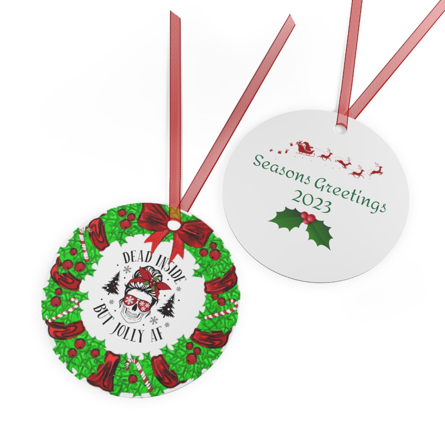 Skeleton Christmas Metal Ornaments
