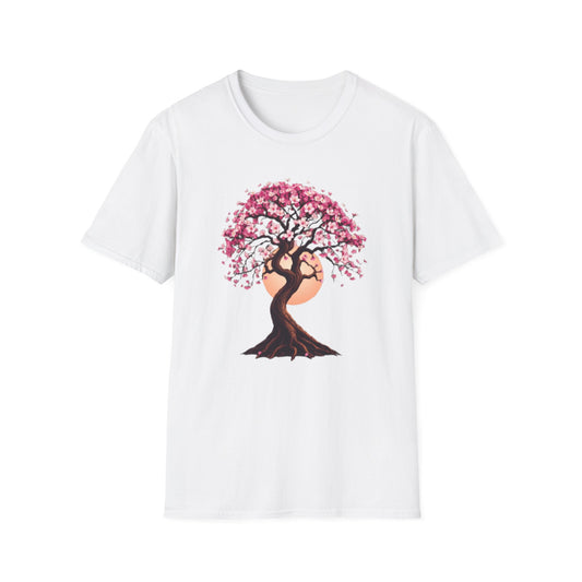 Celestial Tree of Life T-Shirt, Moon Cherry Blossoms Tee, Nature Boho Shirt, Zen Spiritual Top, Festival Apparel