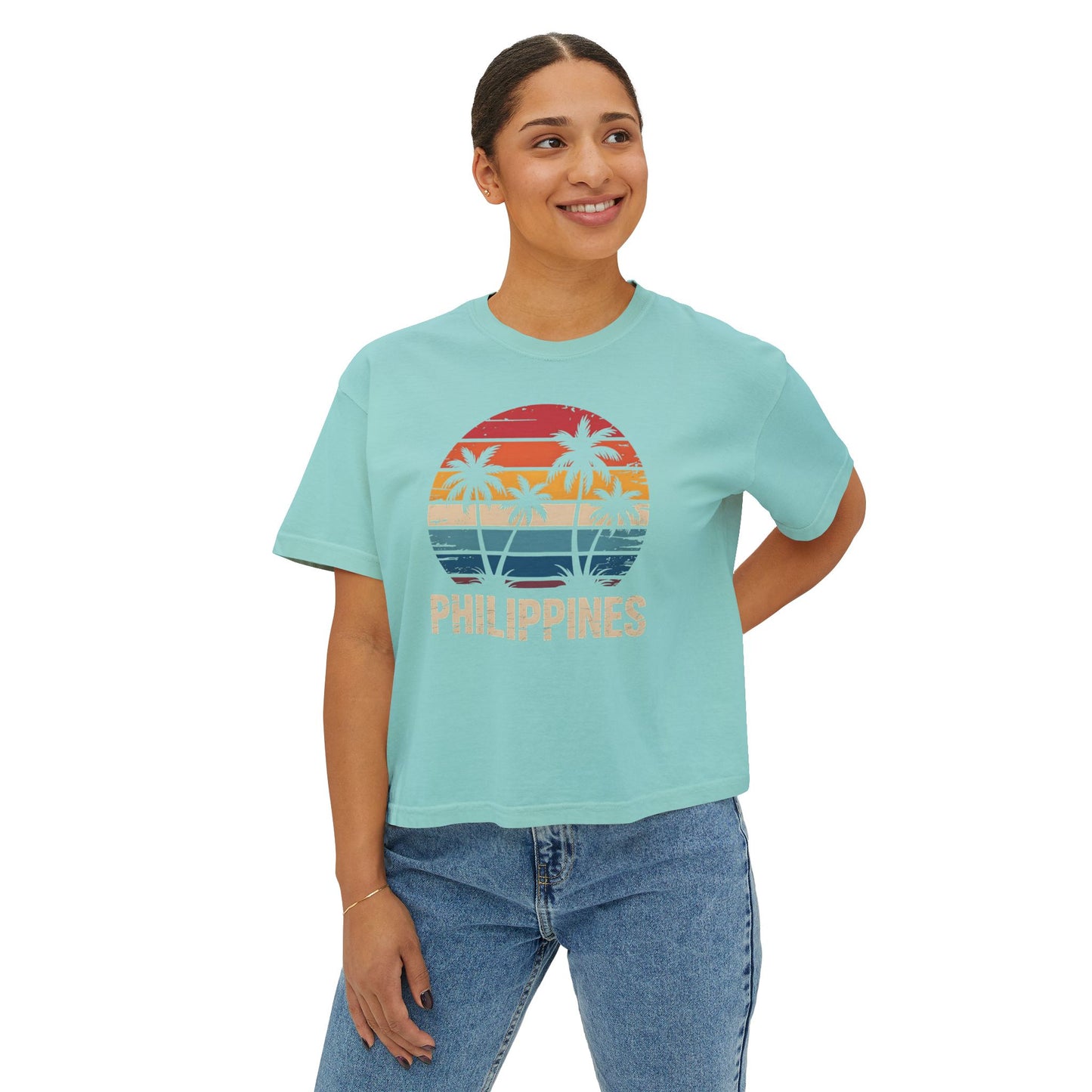 Philippines Heritage Women's Boxy Tee, Filipino Pride Shirt, Relaxed Fit Boxer Tshirt, Ethnic Cultural Clothing, Pinoy Top
