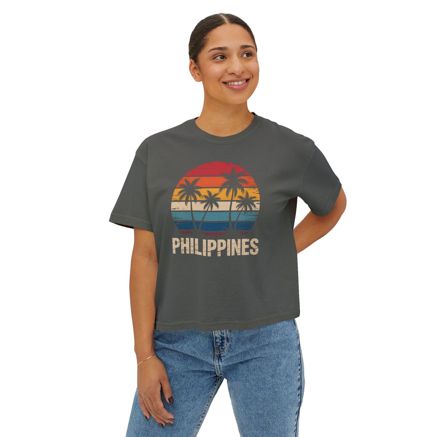 Philippines Heritage Women's Boxy Tee, Filipino Pride Shirt, Relaxed Fit Boxer Tshirt, Ethnic Cultural Clothing, Pinoy Top