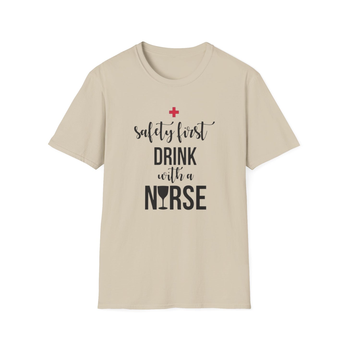 Nurse Drinking Shirt, Funny Healthcare Tee, Safety First Nurse Gift, Hospital Staff T-Shirt, Medical Worker Apparel