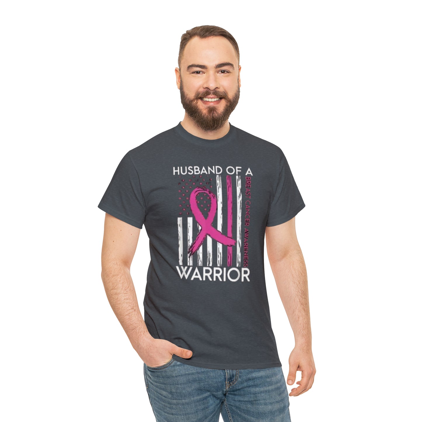 Husband of cancer awareness Unisex Heavy Cotton Tee