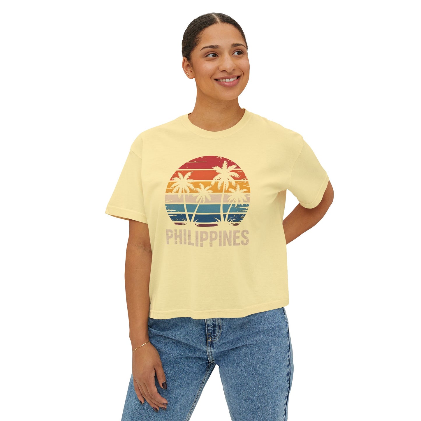 Philippines Heritage Women's Boxy Tee, Filipino Pride Shirt, Relaxed Fit Boxer Tshirt, Ethnic Cultural Clothing, Pinoy Top