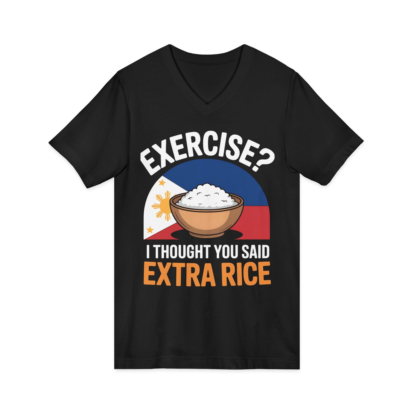 Rice Lover Tee, Filipino Spirit Shirt, Funny V-Neck Tee, Unisex Rice T-Shirt, Humorous Foodie Top