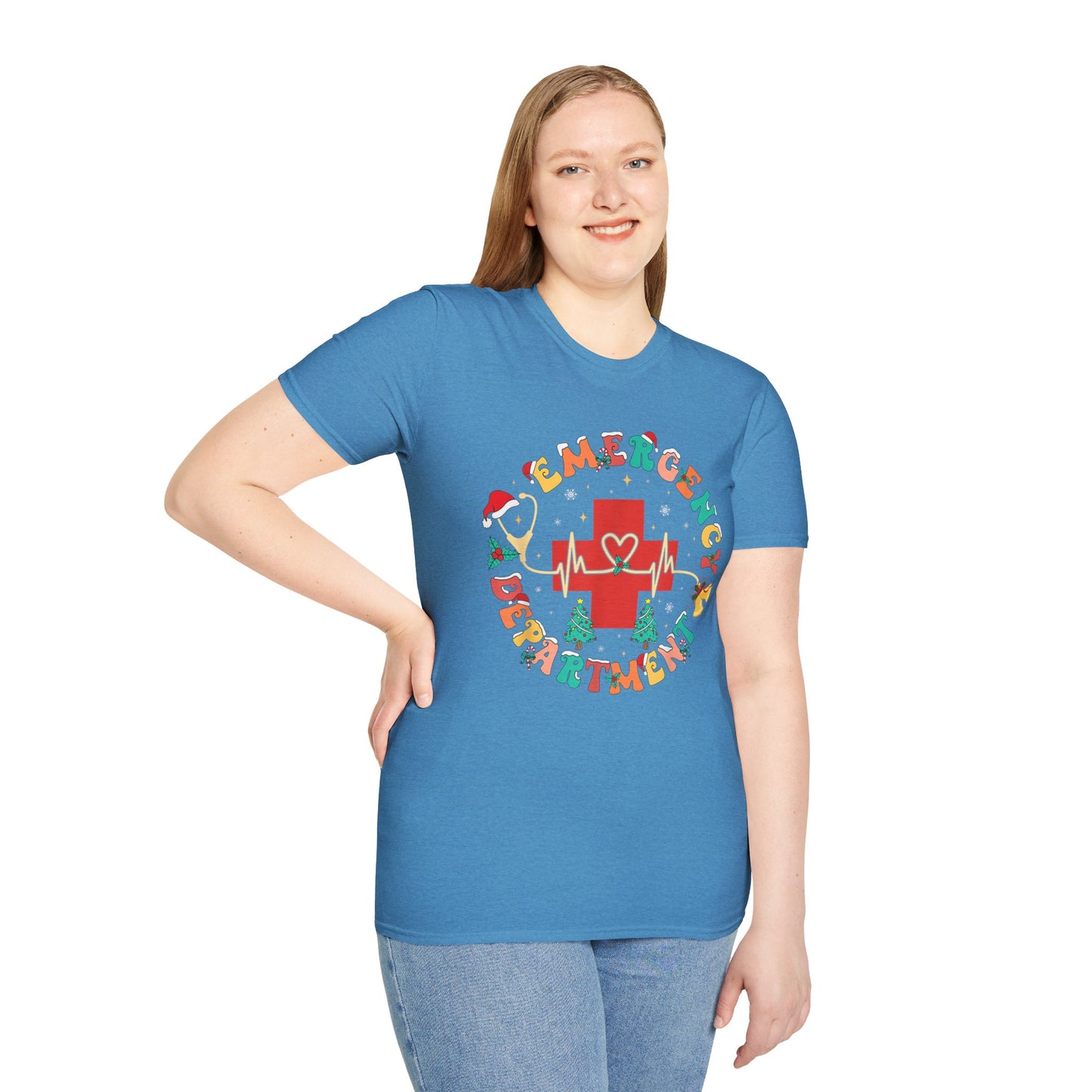 Emergency Department Festive Holiday T-Shirt - Christmas Nurse Doctor Medic Tee, Holiday Medical Staff Shirt, Hospital EMT Paramedic Uniform
