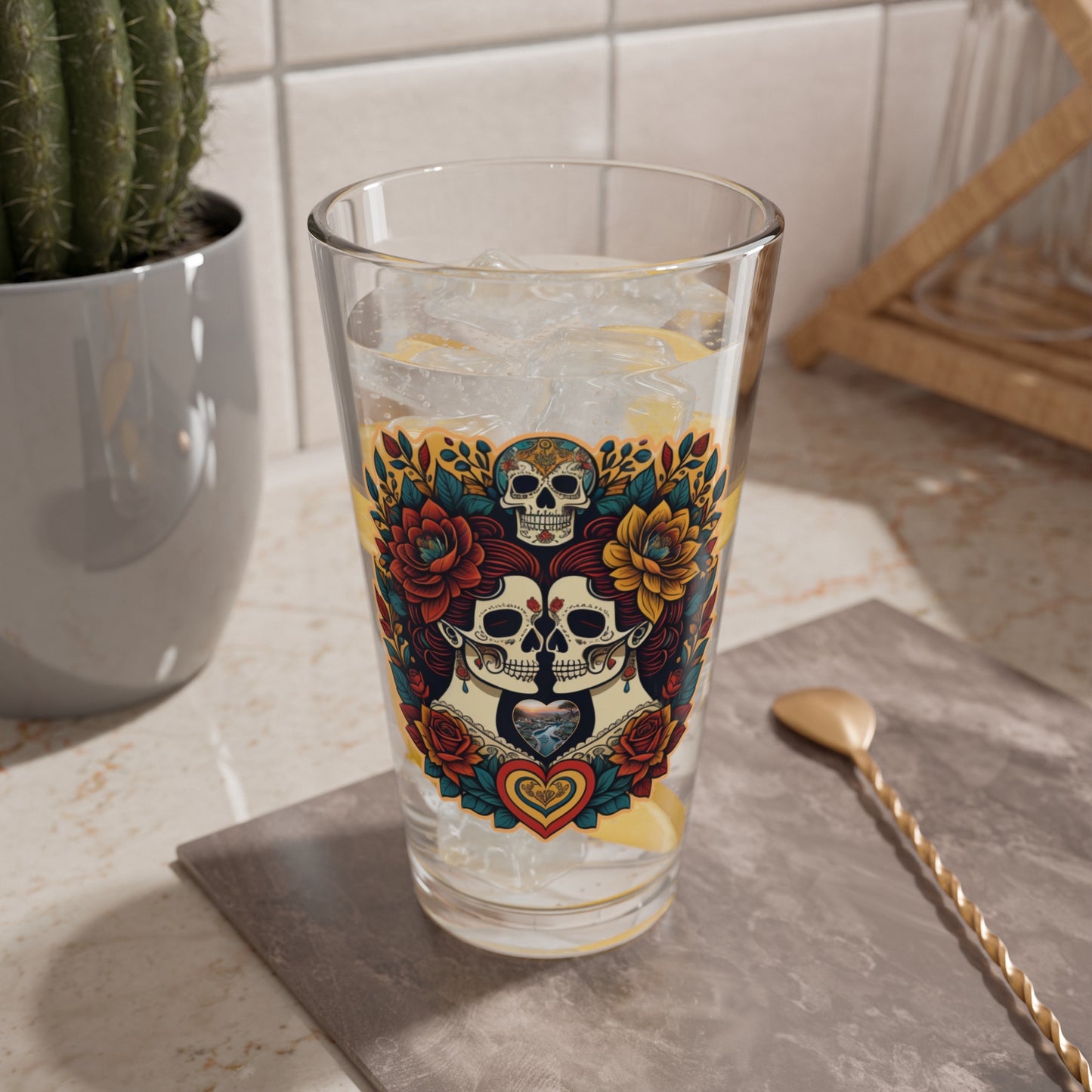 Sugar skull Mixing Glass, 16oz