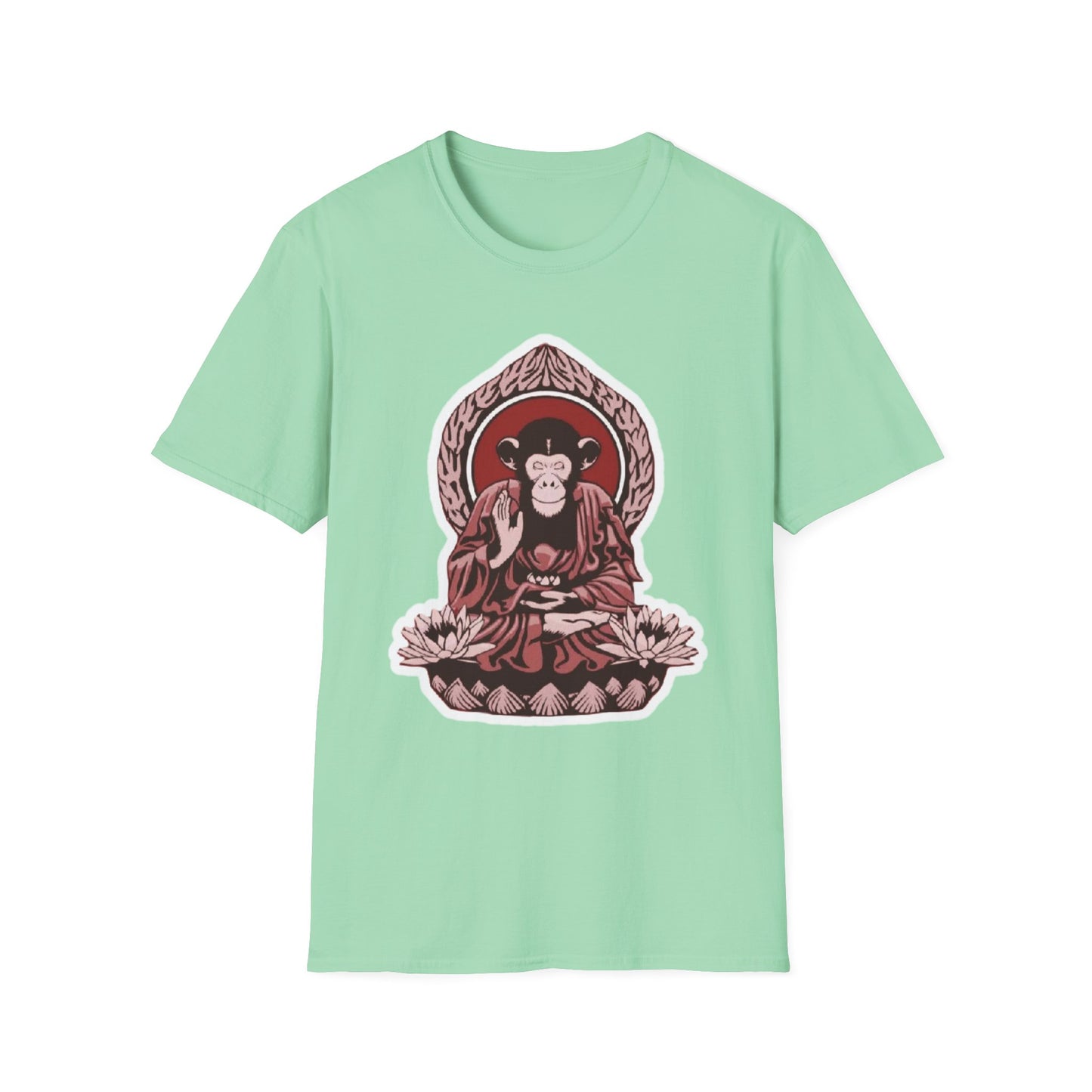 Chimpanzee Meditation T-Shirt, Buddhist Monkey Tee, Zen Animal Shirt, Mindfulness Top, Relaxation Apparel