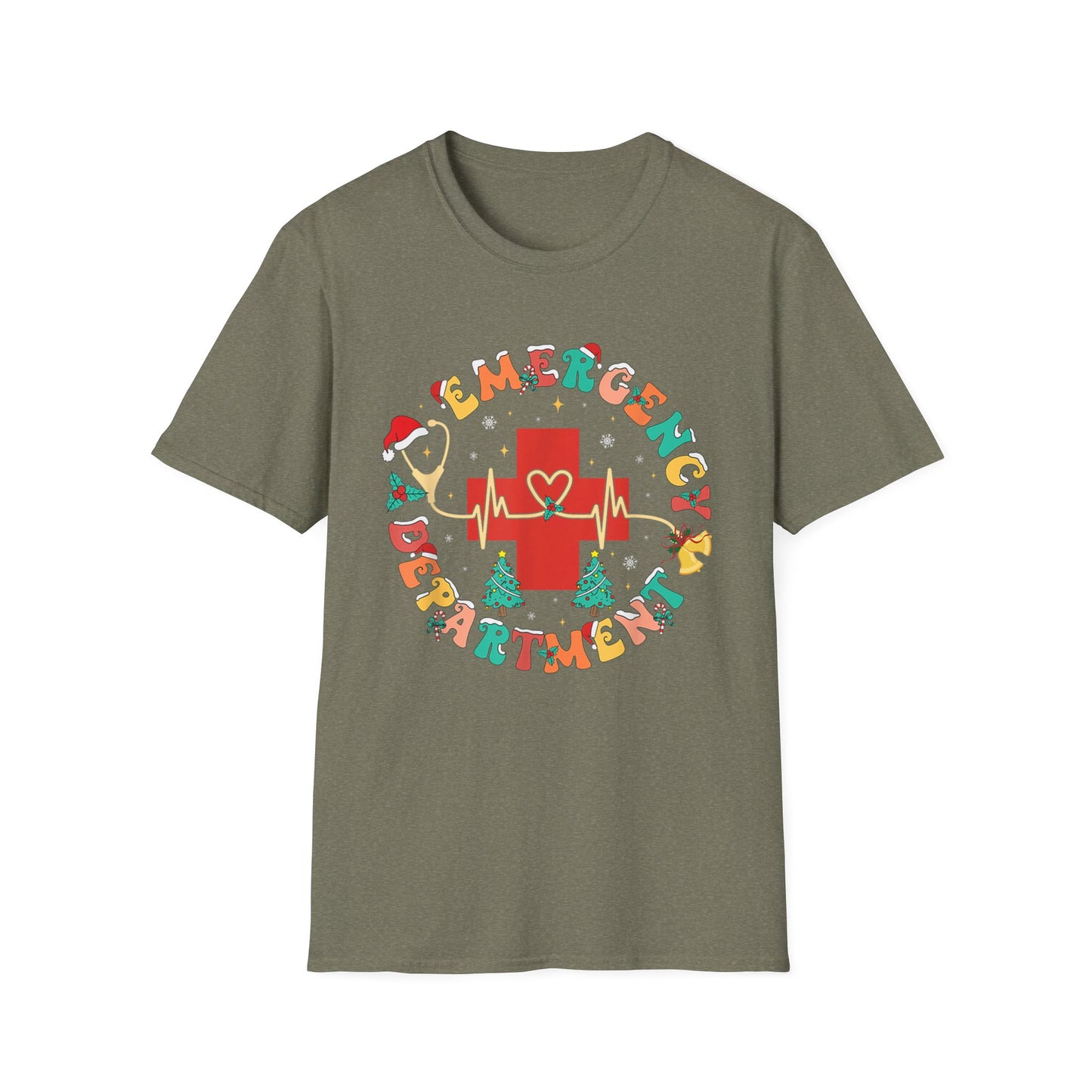 Emergency Department Festive Holiday T-Shirt - Christmas Nurse Doctor Medic Tee, Holiday Medical Staff Shirt, Hospital EMT Paramedic Uniform
