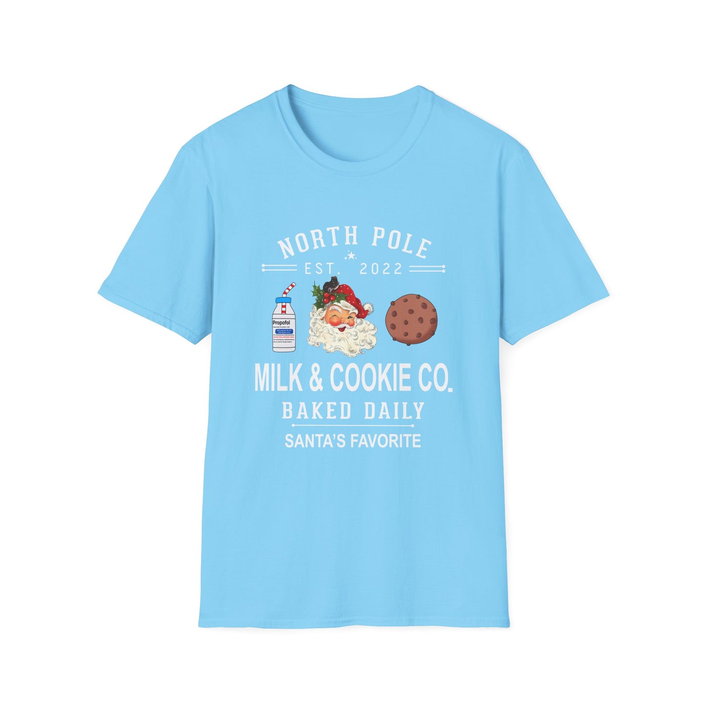 Funny 'Propofol' Milk and Cookies Co Unisex Softstyle T-Shirt for nurse, nurse aesthetic, anesthesiologist, medical humor apparel,