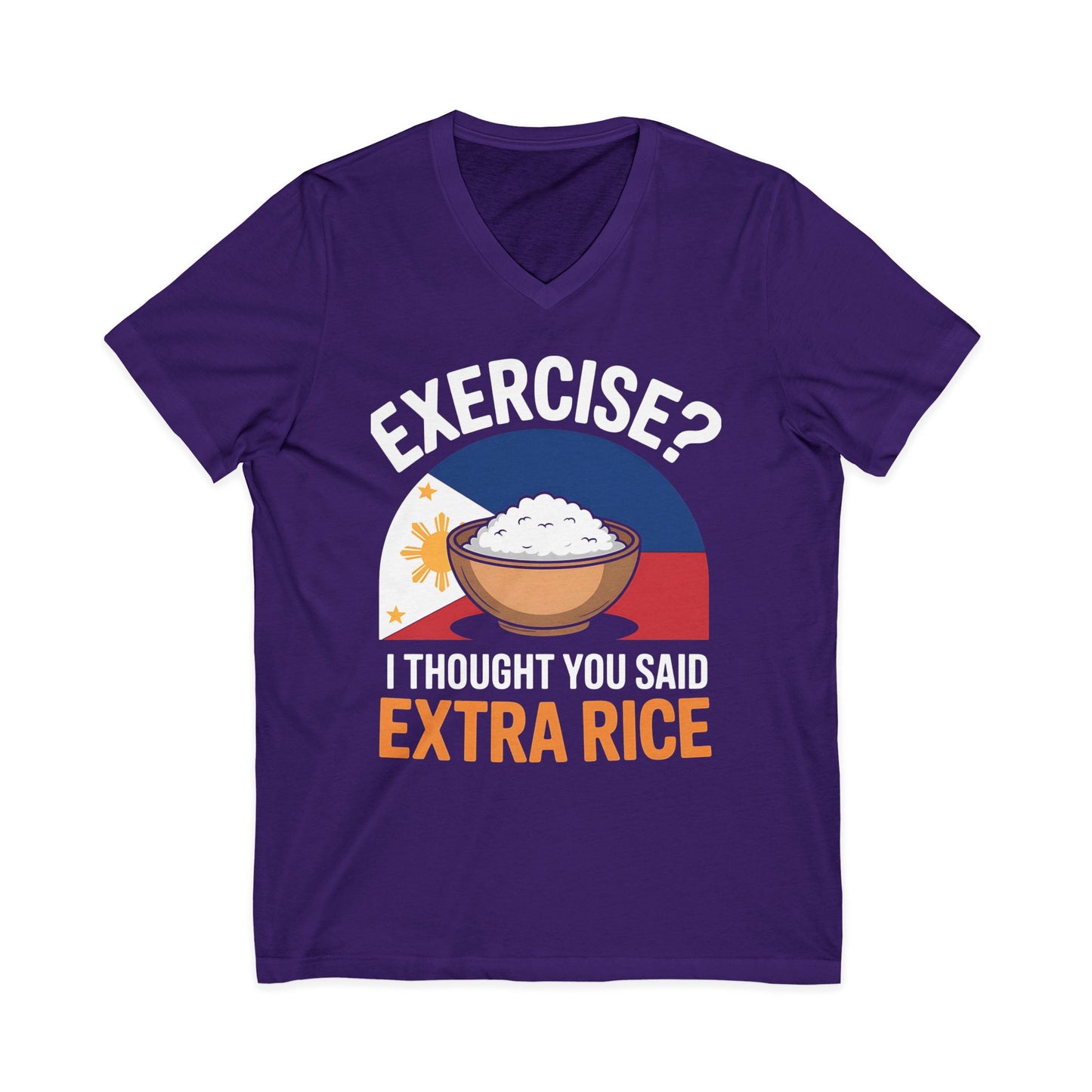 Rice Lover Tee, Filipino Spirit Shirt, Funny V-Neck Tee, Unisex Rice T-Shirt, Humorous Foodie Top