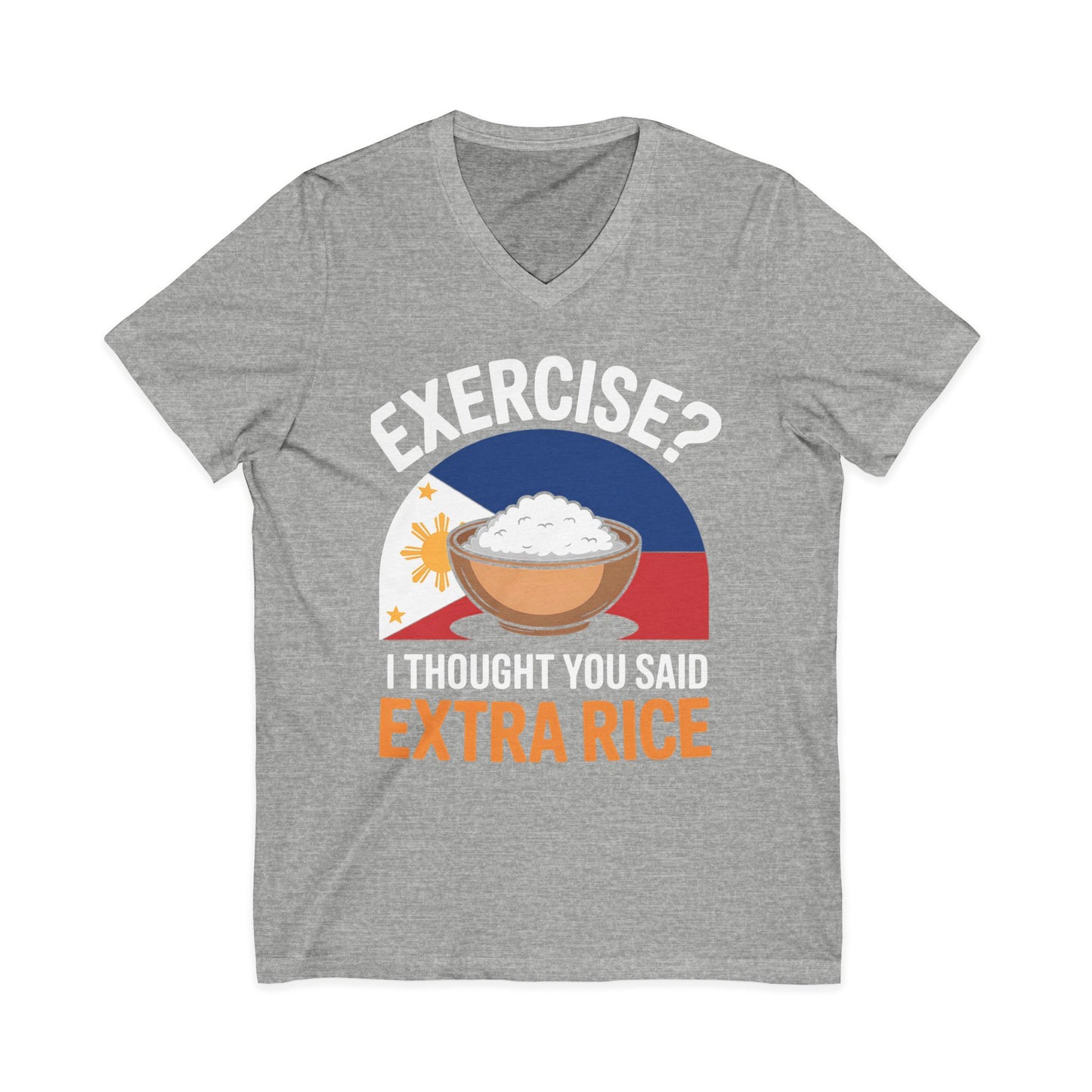 Rice Lover Tee, Filipino Spirit Shirt, Funny V-Neck Tee, Unisex Rice T-Shirt, Humorous Foodie Top