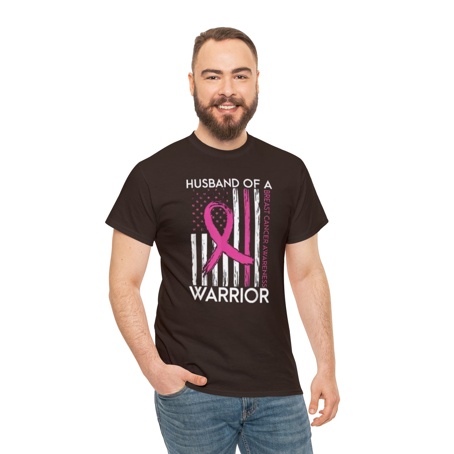 Husband of cancer awareness Unisex Heavy Cotton Tee