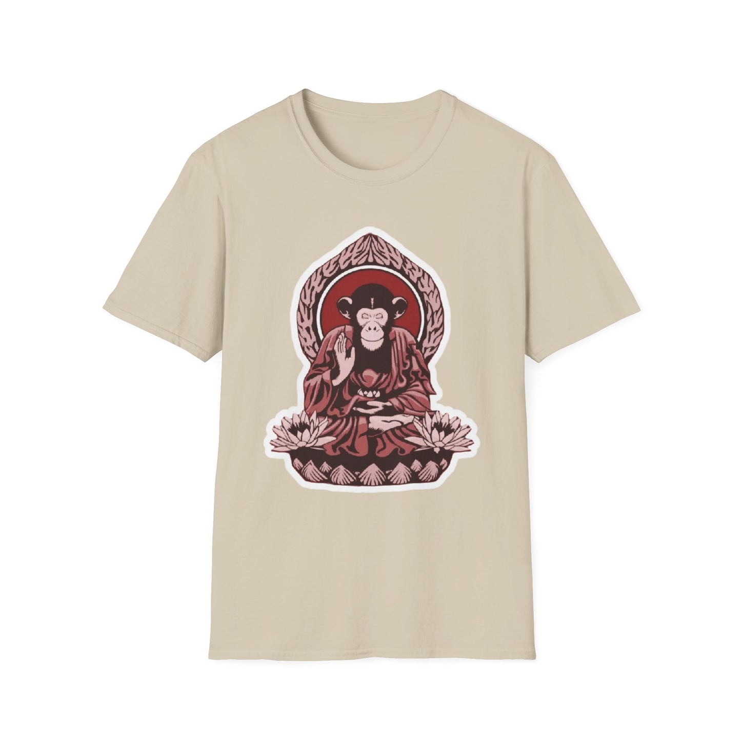 Chimpanzee Meditation T-Shirt, Buddhist Monkey Tee, Zen Animal Shirt, Mindfulness Top, Relaxation Apparel
