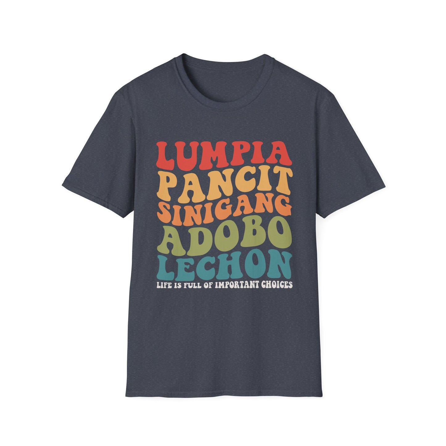 Filipino Food List T-Shirt | Filipino Pride, Lumpia Adobo Halo-Halo, Filipino Cuisine Tee