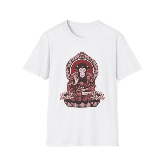 Chimpanzee Meditation T-Shirt, Buddhist Monkey Tee, Zen Animal Shirt, Mindfulness Top, Relaxation Apparel
