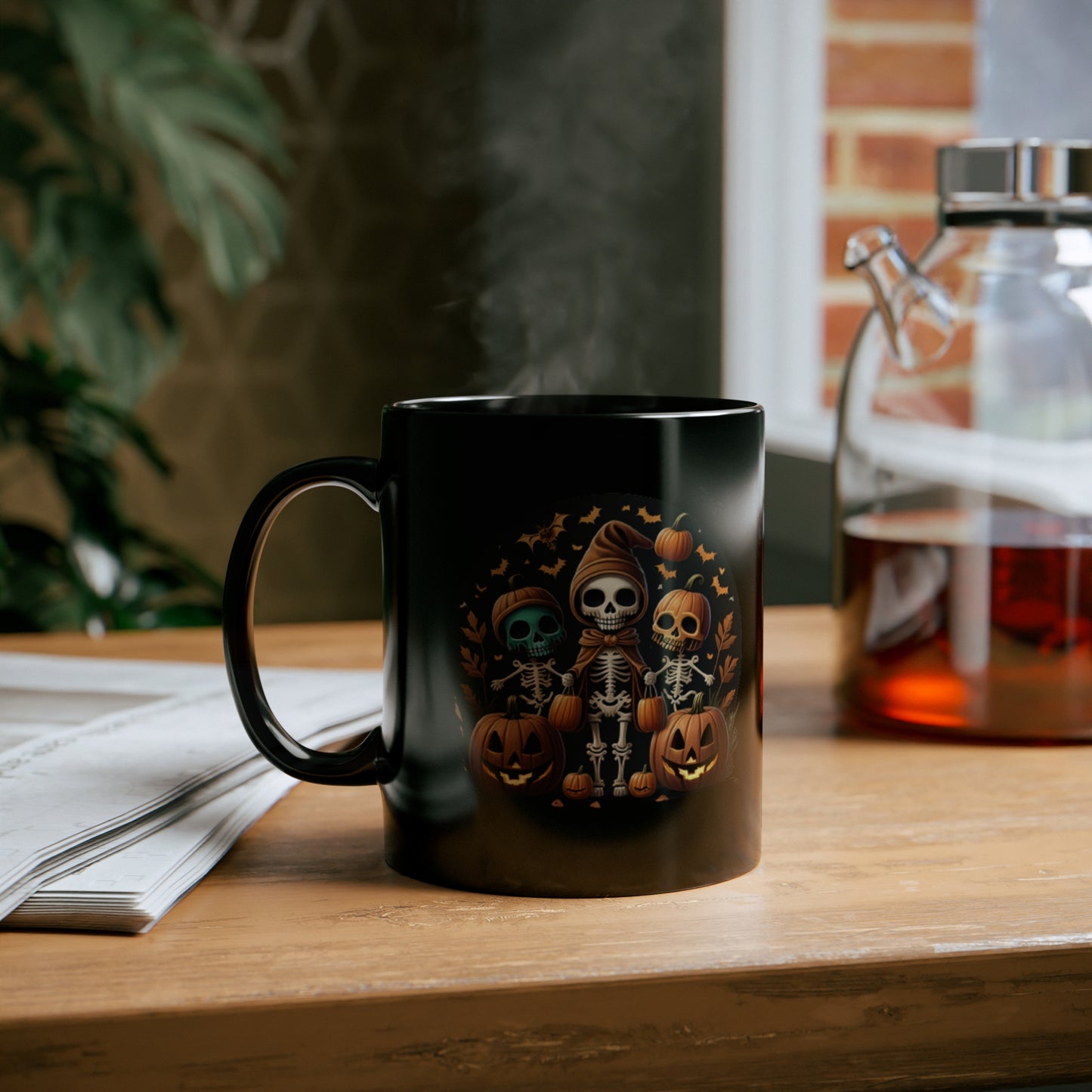 Skeleton trio 11oz Black Mug