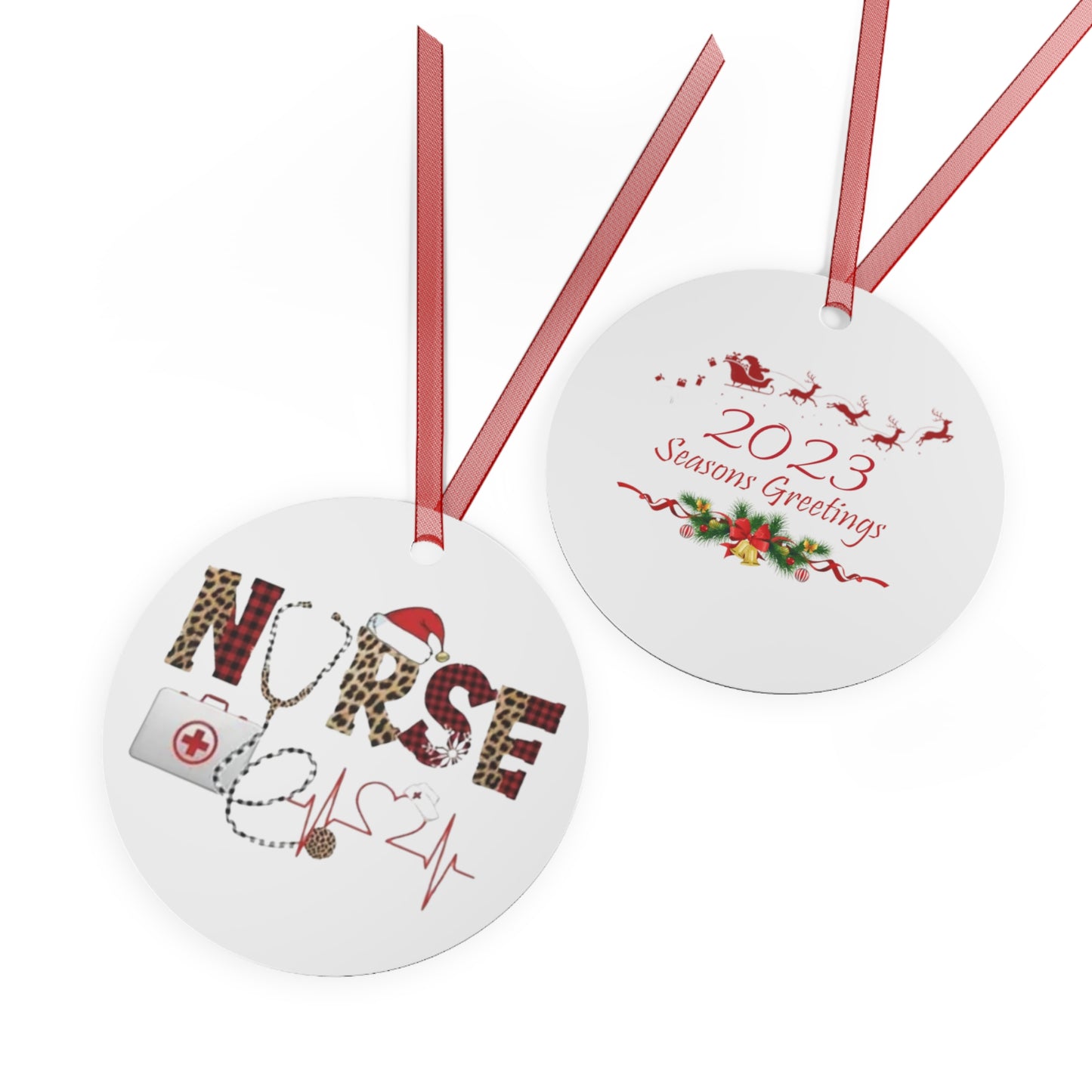 Nurse Christmas Metal Ornaments