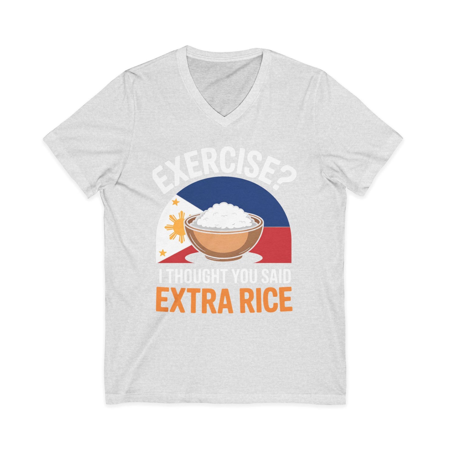 Rice Lover Tee, Filipino Spirit Shirt, Funny V-Neck Tee, Unisex Rice T-Shirt, Humorous Foodie Top