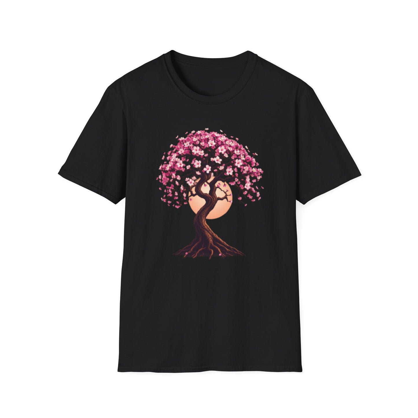 Celestial Tree of Life T-Shirt, Moon Cherry Blossoms Tee, Nature Boho Shirt, Zen Spiritual Top, Festival Apparel