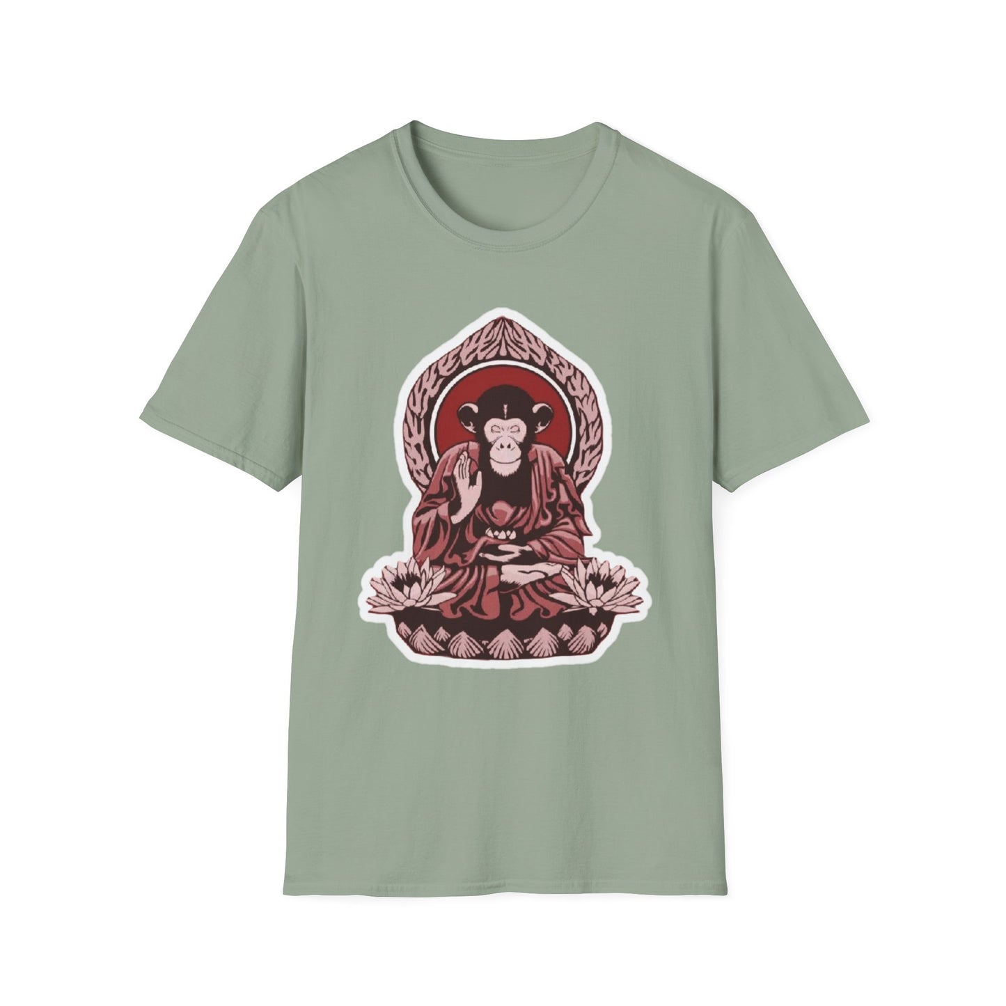 Chimpanzee Meditation T-Shirt, Buddhist Monkey Tee, Zen Animal Shirt, Mindfulness Top, Relaxation Apparel