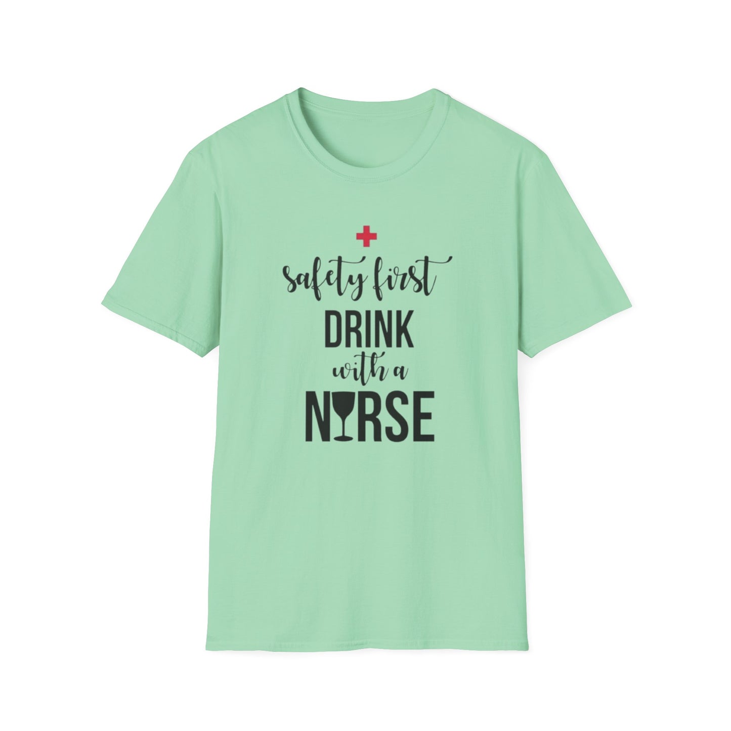 Nurse Drinking Shirt, Funny Healthcare Tee, Safety First Nurse Gift, Hospital Staff T-Shirt, Medical Worker Apparel