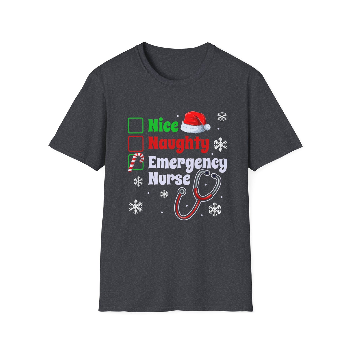 Emergency department naughty or nice  T-Shirt nurse, doctors respiratory tech , holiday medical staff shirt, hospital EMT, Paramedics