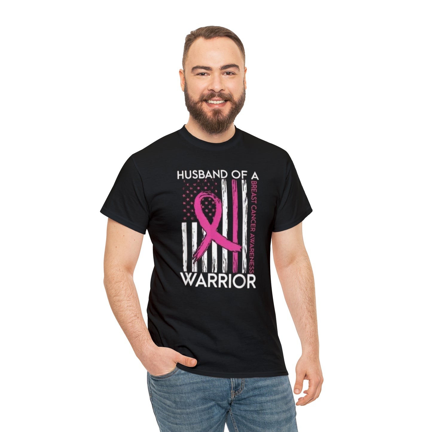 Husband of cancer awareness Unisex Heavy Cotton Tee