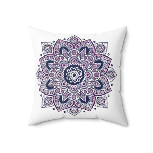 Purple Mandala Spun Polyester Square Pillow