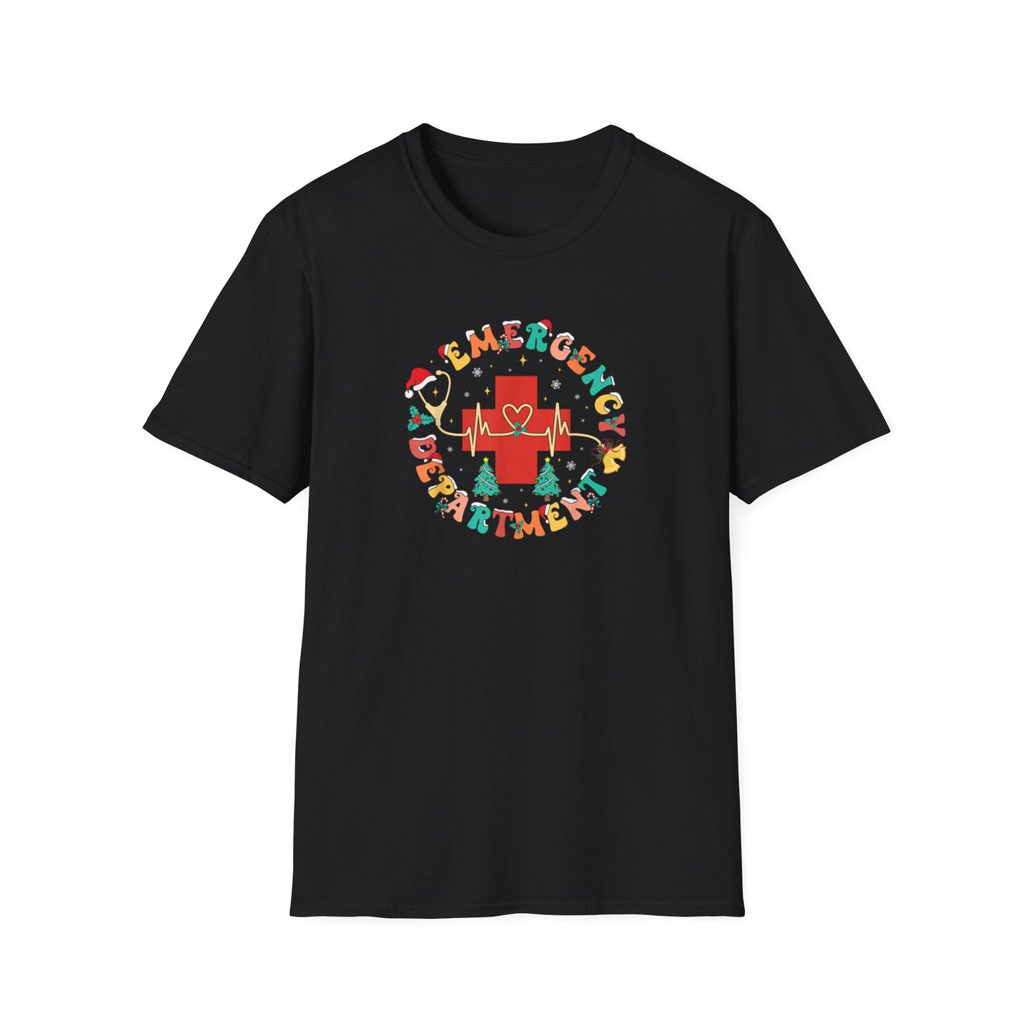 Emergency Department Festive Holiday T-Shirt - Christmas Nurse Doctor Medic Tee, Holiday Medical Staff Shirt, Hospital EMT Paramedic Uniform