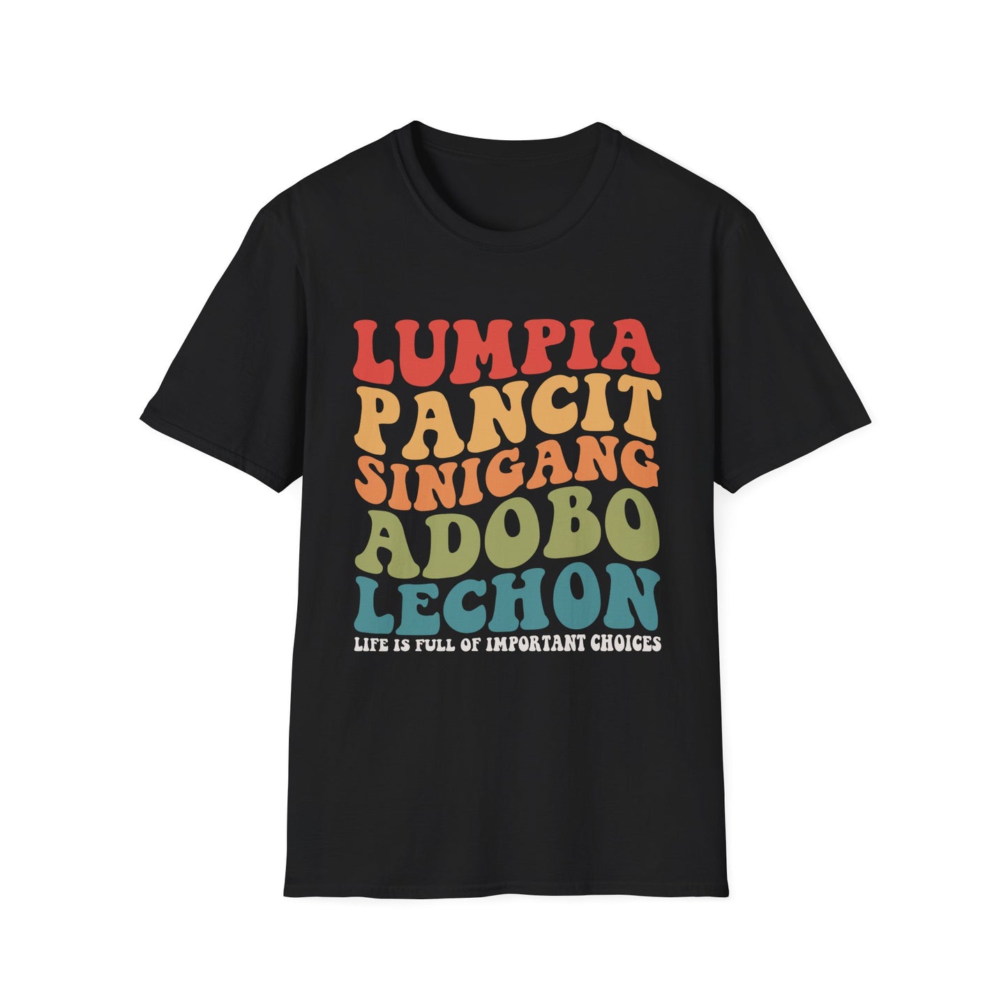 Filipino Food List T-Shirt | Filipino Pride, Lumpia Adobo Halo-Halo, Filipino Cuisine Tee