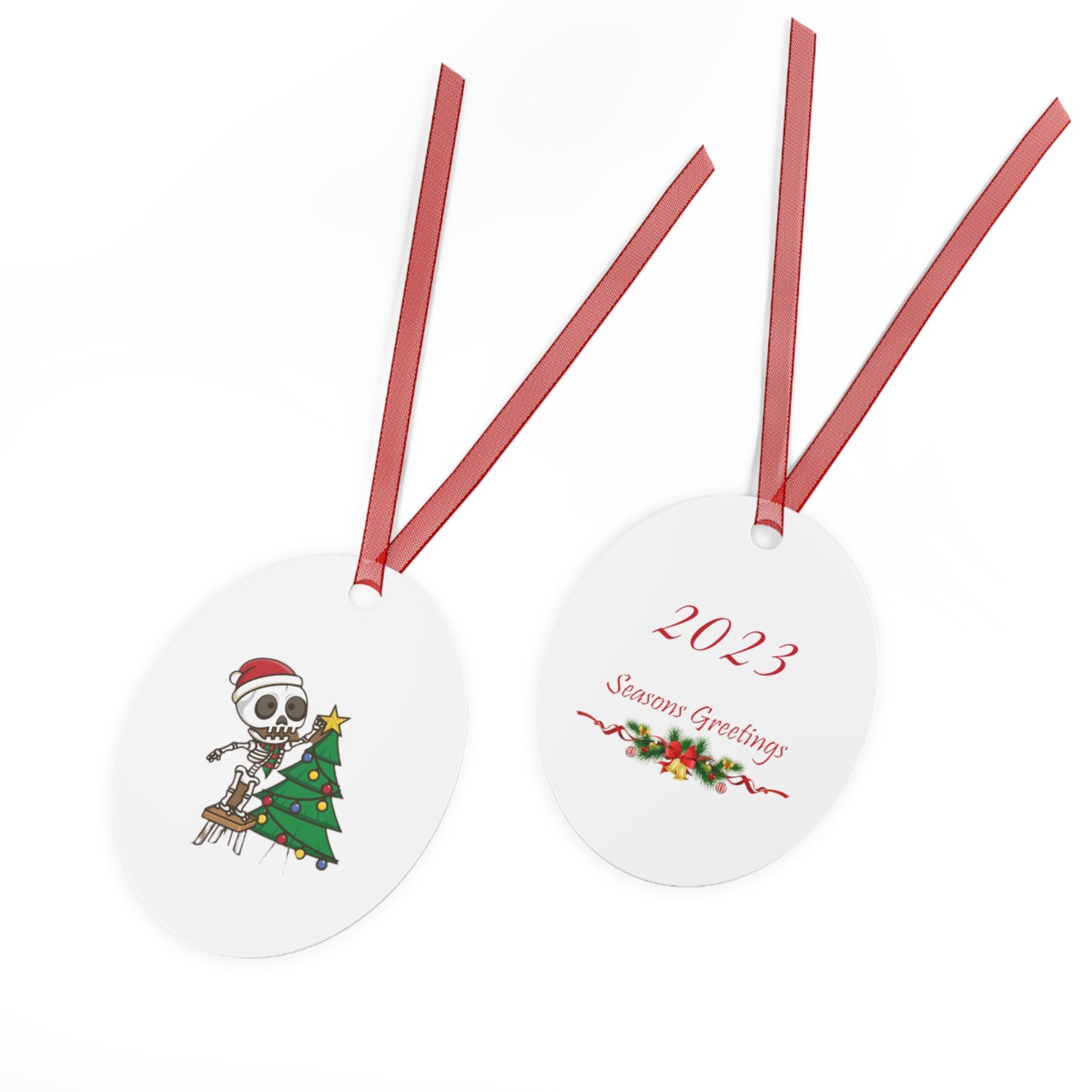 Skeleton Christmas Metal Ornaments