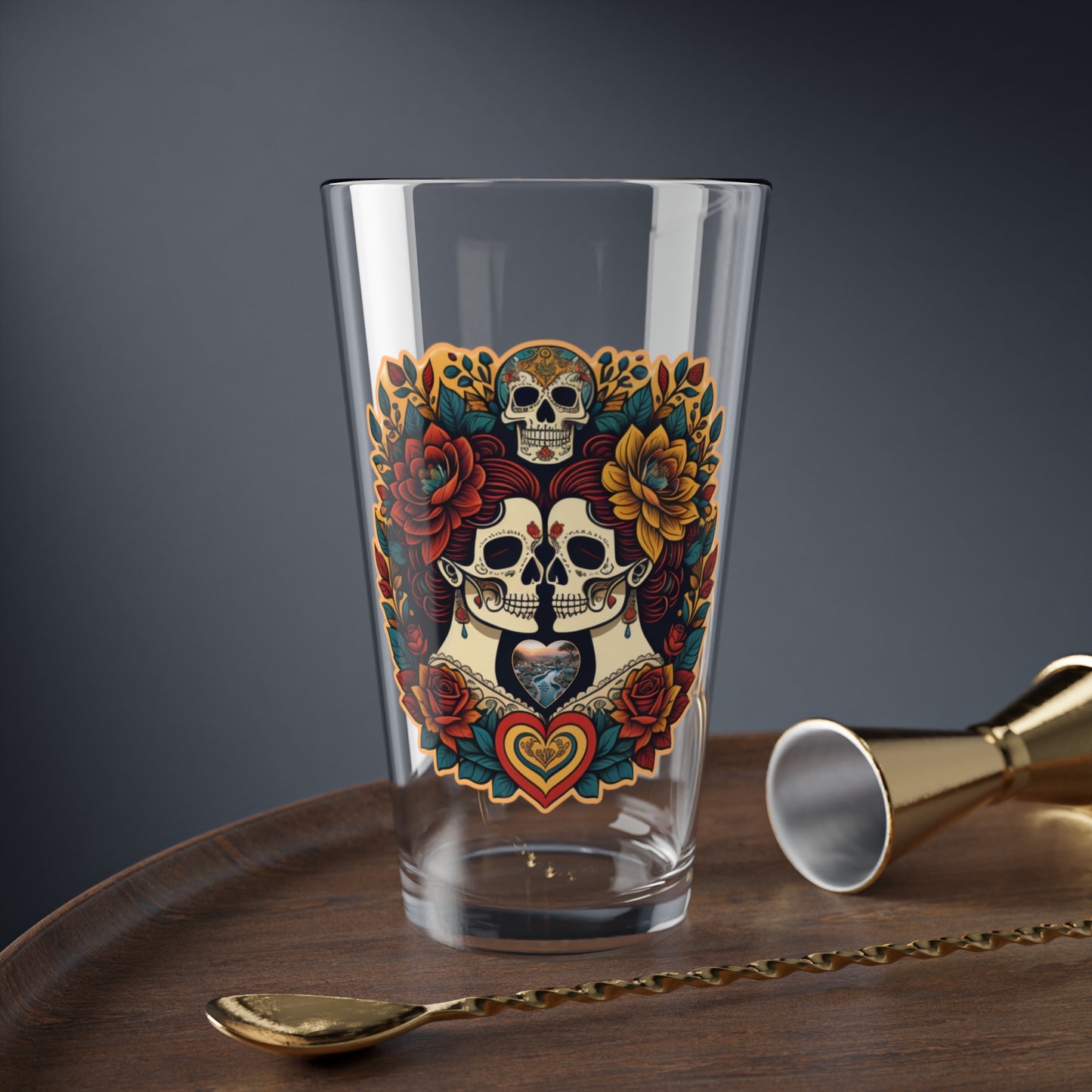 Sugar skull Mixing Glass, 16oz