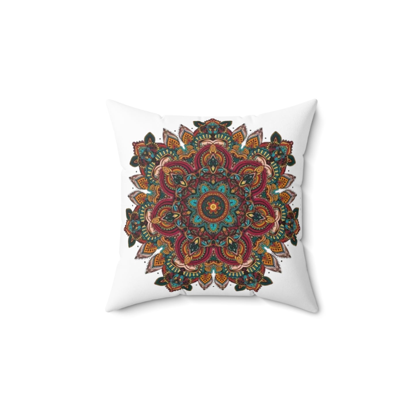 Multi Color Mandala Spun Polyester Square Pillow