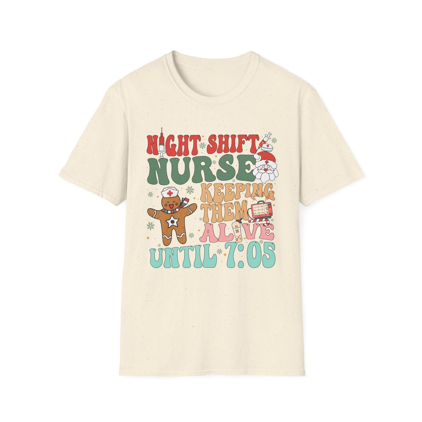 Funny Night Shift Nurse T-Shirt, Holiday Nurse Gift Shirt, Nursing Field Apparel, Unisex Tee, Softstyle Top