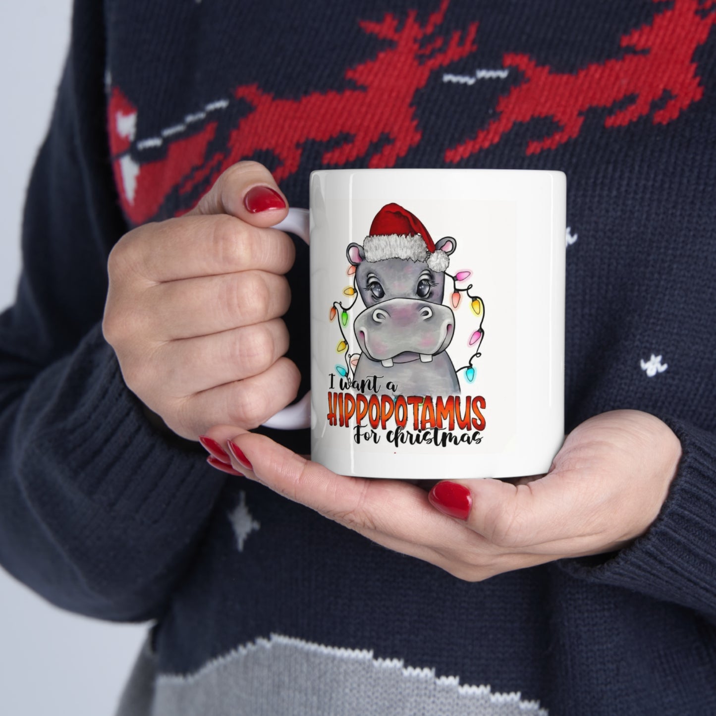 Hippopotamus  Christmas  Ceramic Mug 11oz