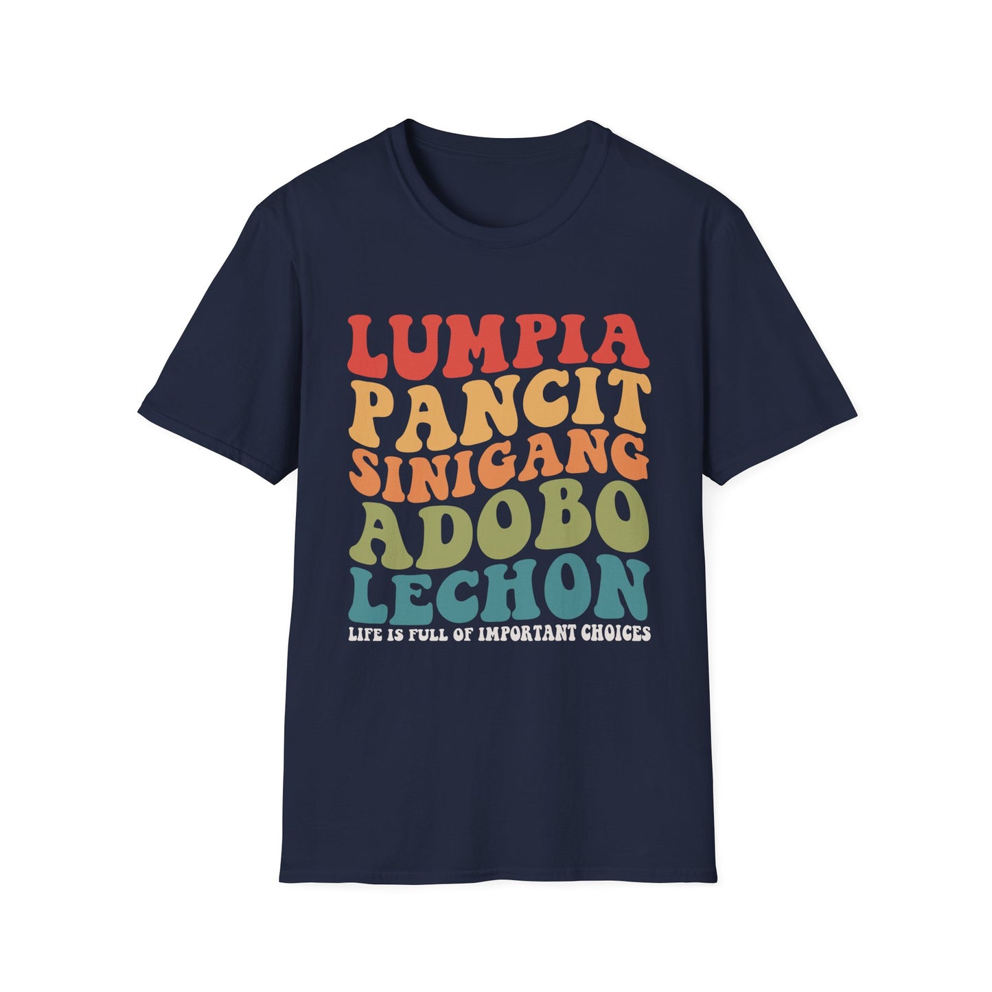 Filipino Food List T-Shirt | Filipino Pride, Lumpia Adobo Halo-Halo, Filipino Cuisine Tee